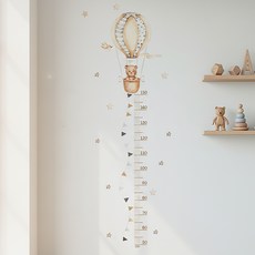 LANO 身高尺壁貼 熱氣球小熊貼紙, 混合色