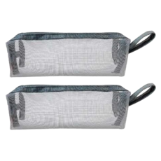 CCHING 青青文具 簡單生活 方形網紗筆袋, 2個, 灰色