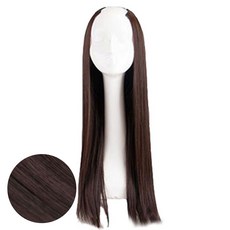 vvgabal 女性長直髮U型半頂假髮, 巧克力棕, 1個