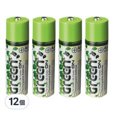 GREENON USB環保充電AA電池 3號, 12個, 1入