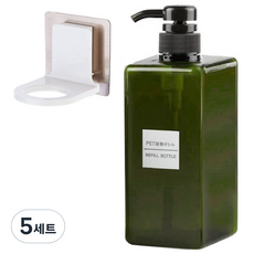 모나코올리브 호텔식 샴푸 린스 디스펜서 650ml + 무타공 샴푸홀더 세트, 딥그린(디스펜서), 5세트