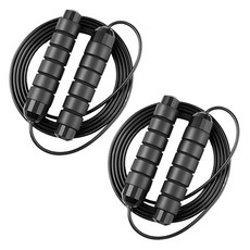 WONTIQUE 防滑防纏繞跳繩, 2個, 全黑色