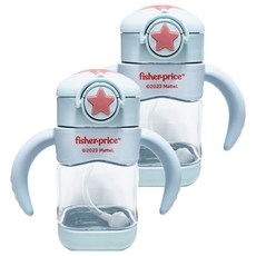 fisher-price 費雪 幼兒用方形吸管杯 280ml, 2個, 藍色