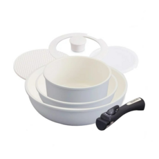 IRIS OHYAMA 愛麗思歐雅瑪 馬卡龍陶瓷塗層IH不沾鍋具6件組 CC-SE6N, 灰色, 1組