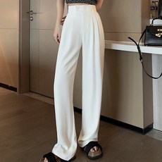 Paperments 女款鉤扣鈕扣腰部鬆緊帶長版西裝褲 03861