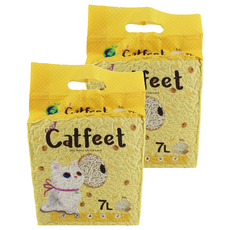 Catfeet 天然環保豆腐砂, 圓形長條設計, 7L, 可沖馬桶, 原味, 2袋