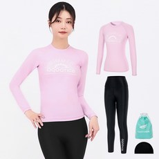 aquatica 女用防曬泳衣上衣 AQAWTS23002 + 高腰水上運動緊身褲 AQAWLE23001 + 彈性泳帽 3件組