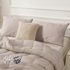 comet 素色格紋薄被, 米色