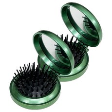 便攜式梳子鏡子折疊一體成型, 2個, 綠色