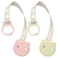 티지엠 곰돌이 노리개 젖꼭지 홀더, 코랄핑크 + 올리브, 1세트