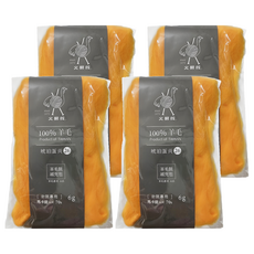 台灣敏愛 火鶴牌 100%羊毛 琥珀蛋黃26 羊毛氈補充包 羊毛產地AUS 針氈專用 6g 馬卡龍系列70s, 甜橙, 4包