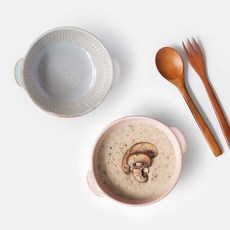 NICOTT 雙耳湯碗 2入, 灰色，櫻花, 1套