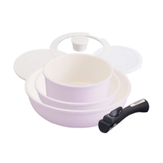 IRIS OHYAMA 愛麗思歐雅瑪 馬卡龍陶瓷塗層IH不沾鍋具6件組 CC-SE6N, 粉紅色, 1組