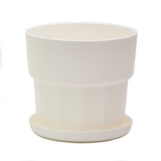 DAISYAHN 簡約粉彩花盆 + 托盤組, 白色, 1個