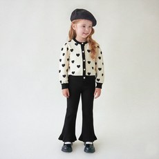 MARI N MORI 女童款愛心開襟衫+喇叭褲套裝