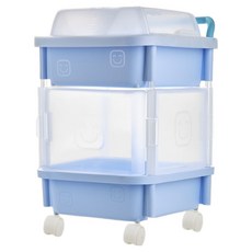 CUBE可移動式收納2層長方形整理箱, 藍色, 1個