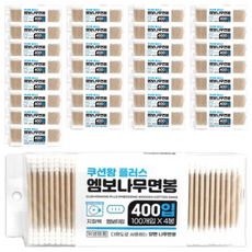 엠보 나무 면봉, 30개, 400개입