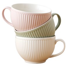 French Living 羅紋麥片馬克杯 3件組, 1組, 粉色、綠色、白色