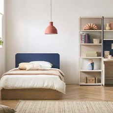 리바트 커먼베드 자녀가구 심플형 헤드 침대 일반형 방문설치, 블루 + 내추럴바디