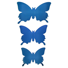 iINDOORS 3D炫彩蝴蝶 12入蝴蝶牆貼, 電鍍金屬藍, 11cm + 8.5cm + 7cm