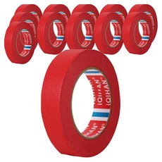 iQIHAN 칼라 마스킹 종이테이프 25mm x 15m, 레드, 12개
