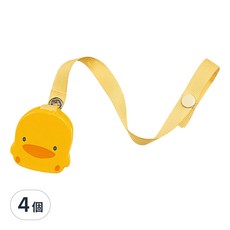 PiYOPiYO 黃色小鴨 造型奶嘴鍊, 可愛小鴨圖案設計 嬰幼兒專用, 黃色, 4個