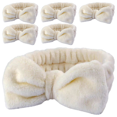 MK Zone蝴蝶結洗臉髮帶, Ivory, 6個