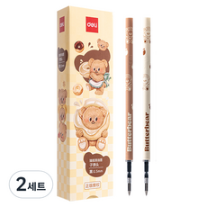 deLi 得力 奶油熊 凝膠筆筆芯 0.5mm 20入組, 2套, 白色 10入 + 棕色 10入