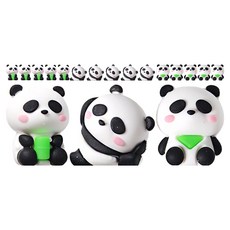 迷你橡皮擦 6入, 熊貓, 3個