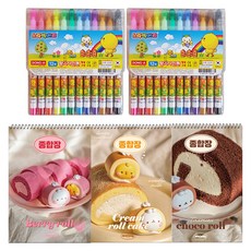 DONG-A 小黃雞香氛簽字筆 12色 2入 + Molang厚實綜合畫冊 3入, 隨機出貨, 1套