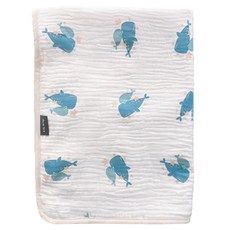 CHU-MI啾米 竹纖維隔尿墊 表層100%純棉紗布 柔軟透氣 親膚細膩, M號 70 x 90cm, 鯨魚, 1條