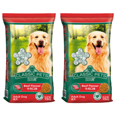 CLASSIC PETS 加好寶 成犬/中大型犬專用 牛肉口味 乾狗糧 15kg, 2袋