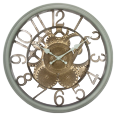 PresenTime & Co 復古齒輪掛鐘 12吋 工業風壁鐘, 銀色 + 金色