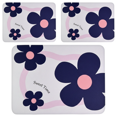 咪咪購物 吸水桌墊, 30 x 40cm x 厚度5mm, 紫粉小花, 3個
