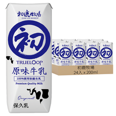 初鹿牧場 原味牛乳保久乳 無添加 100%初鹿生乳使用 香濃醇 200ml x 24入