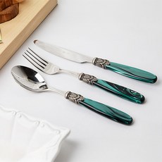 디앤디 로마 양식기 1인세트, 다크그린펄, 테이블 스푼 + 테이블 포크 + 테이블 나이프, 1세트