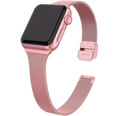 LIMSTAIL Apple Watch 相容 纖薄型 金屬錶帶, 粉紅色
