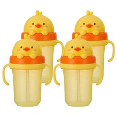 에디슨 유아용 프렌즈 흘림방지 입체 빨대컵2, 300ml, 4개, 오리더기