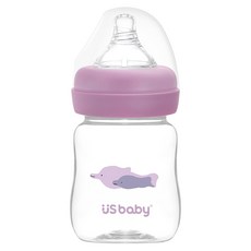 US baby 優生 真母感TRITAN奶瓶 高透光度 無雙酚A 耐衝擊 耐熱 人體工學 柔軟彈性, 白海豚 紫色 + 透明, 160ml, 1個