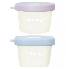 US baby 優生 C'est bon 矽膠輔食盒, 2個, 藍色 + 紫色