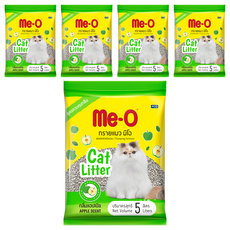 Me-O 咪歐 低粉塵凝結貓砂 蘋果淡香 天然無毒 氣味控制 高效吸水, 5L, 5包