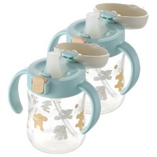 Richell 利其爾 TLI防漏杯 SD 200ml, 薄荷小狗, 2個