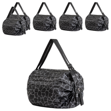 小麥購物 折疊收納袋 G615 107g, 黑豹紋, 6個