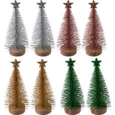 크리스마스 글리터 미니 트리 4종 x 2p, 그린, 골드, 핑크, 실버, 1개