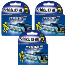 Schick 舒適牌 冰藍悍將3刀片刮鬍刀組, 鑽石塗層, 3D浮動刀頭, 含蘆薈及維他命E潤滑條, 4入, 3盒