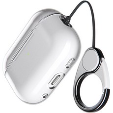 VICXXO AirPods Pro 2第2代耳機極薄硬殼透明盒+登山扣鑰匙圈掛鉤組合, AirPods Pro 2, 透明, 1個