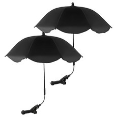 可360度旋轉嬰兒車遮陽傘 黑色 銀漆膠 合金 碰擊布, 2支