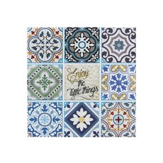 TROMSO 西班牙復古花磚陶瓷隔熱墊 隔熱效果佳 軟木塞背面設計 不刮傷桌面, S17, 1組