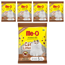 Me-O 咪歐 凝結貓砂 天然無毒 氣味控制 高效吸水 超低粉塵, 5L, 5包, 咖啡飄香