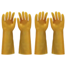 美固手 橡膠手套, 2雙, Yellow, 9.5 x 13